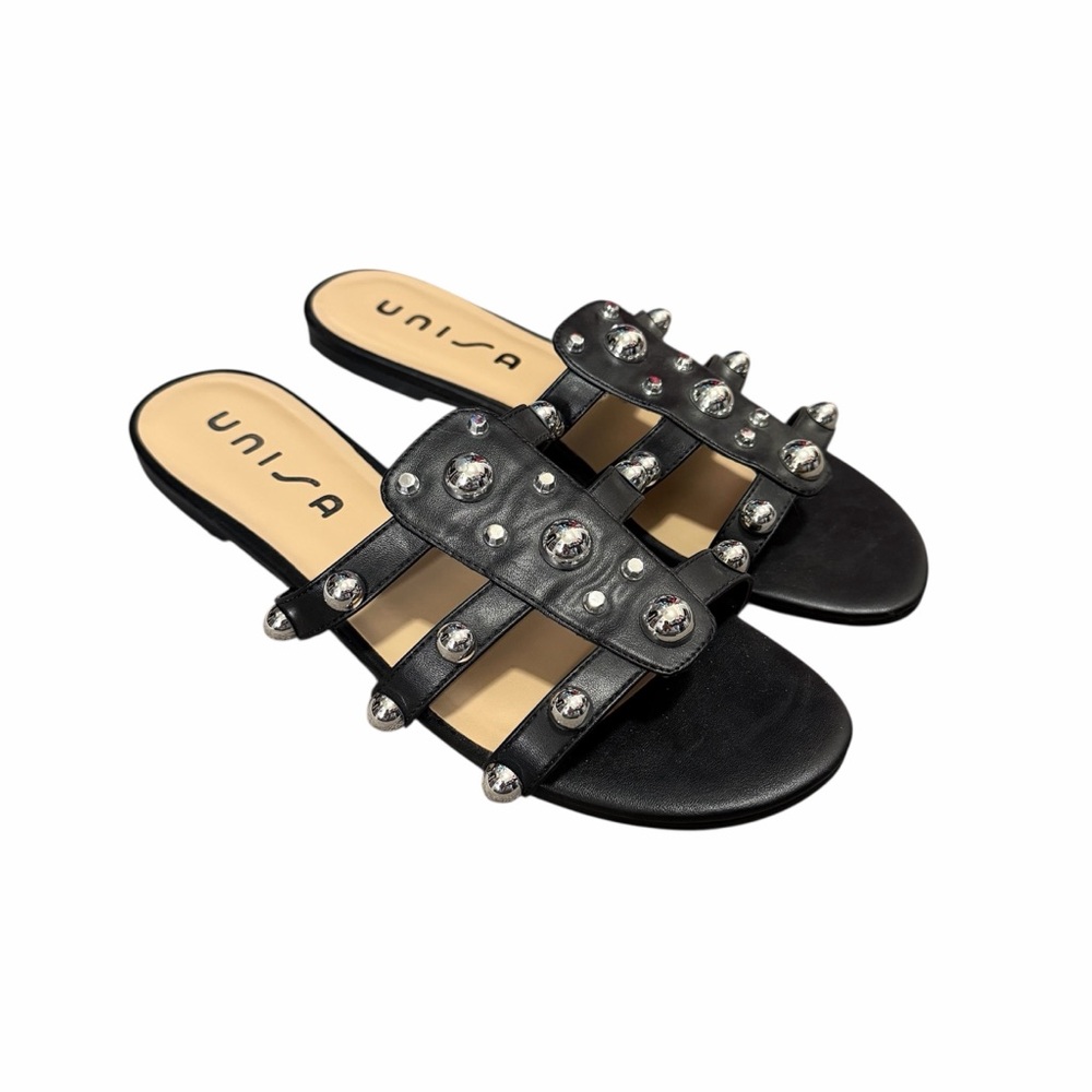Unisa Black Studded Women's Sandals—10